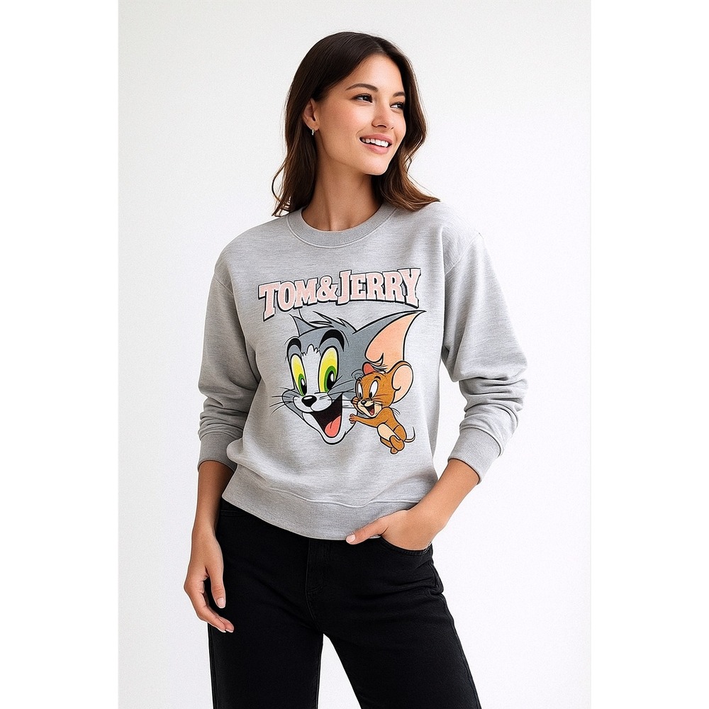 Tom & Jerry Tom And Jerry Women's Classic Catch Sweatshirt Heather Grey size M‎